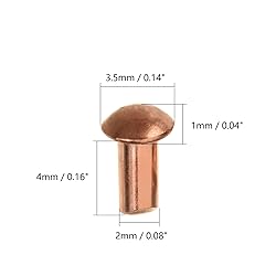 Aicosineg 200pcs 0.16" Length Copper Solid Rivets
