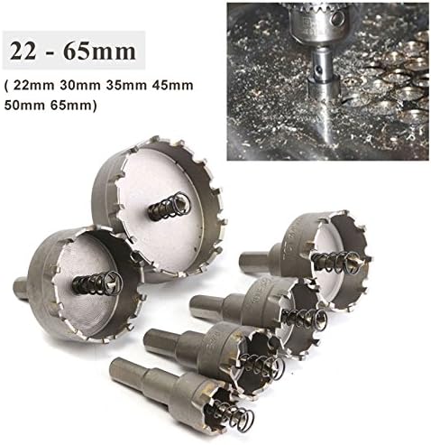 4EVERHOPE 6 Pcs HSS TCT Tip Hole Saws Cutter Drill Bits Set Carbide Hole Opener Cutter, 22-65mm, Silver - Image 5