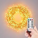 Homestarry Cluster  String Lights 10FT 300LEDs, Decorative Wreaths  Lights with Dimmable Remote Control and Outdoor/Indoor Waterproof Copper Wire Fairy Lights Christmas String Lights (Warm White)