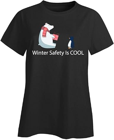 Winter Safety Is Cool Polar Bear Penguin Cute Design Ladies T