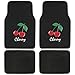 BDK Universal Fit 4-Piece Design Carpet Floor Mat Set - (Cherry Pattern) (Licensed Products, Secure Backing)