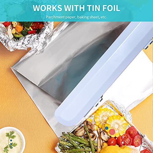 Lupekabe Wrap Dispenser with Slide Cutter, Food Wrap Cutter, Reusable Cling Film Cutter Dispenser Double Elastic Buckle Adjustable Length for Aluminum foil, Cling Film