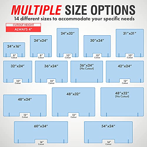 Countertop Desk Sneeze Guard Protective Partition, Plexiglass Shield