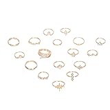 wpOP59NE Women Bohemian Finger Ring 17Pcs/Set