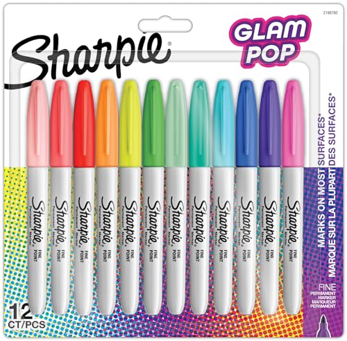 Glam Pop Pennarelli indelebili | Punta fine per dettagli decisi | Colori assortiti | 12 pennarelli
