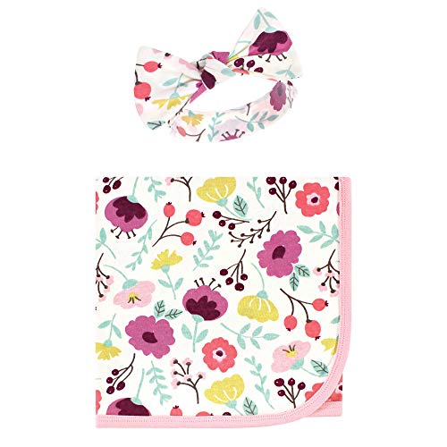 Touched by Nature Unisex Baby Organic Cotton Swaddle Blanket and Headband or Ca…