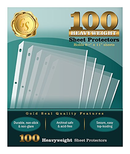 100 Clear Heavyweight Poly Sheet Protectors by Gold Seal, 8.5" x 11"