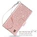 BENTOBEN iPhone Xs (2018) Case, iPhone X/10 Wallet Case, Glitter Bling Classy Leather Folio Flip Credit Card Holder Wristlet Shockproof Protective Phone Case for Apple iPhone X/10/XS, Rose Gold/Pink