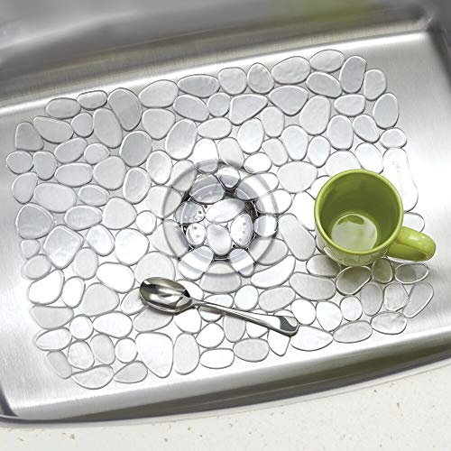 mDesign Adjustable Kitchen Sink Dish Drying Mat/Grid Soft Plastic