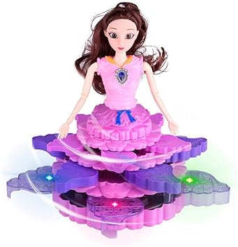 Toys Island Dancing Doll 360 d Rotating Skirt with 3D Lights and Music