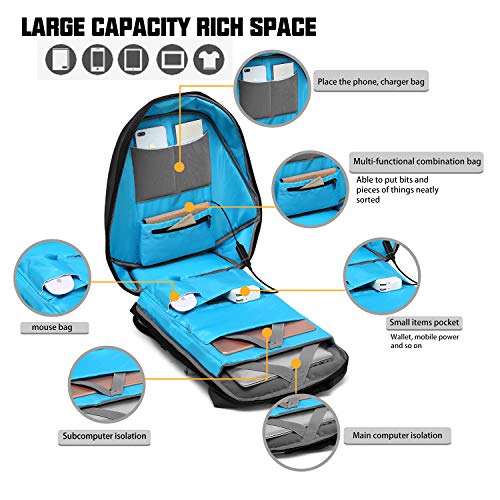 image for DTBG Solar Charger Backpack 15.6 Inch Laptop Backpack Multi-Function O