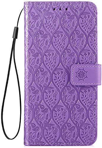 Ukays Cover Compatible with LG Stylo 4, Solid Color Woven Style Embossing Wallet Leather Case, Creative Flowers PU Phone Case with Internal Silicone TPU Cover/Card Slot/Shockproof - Purple
