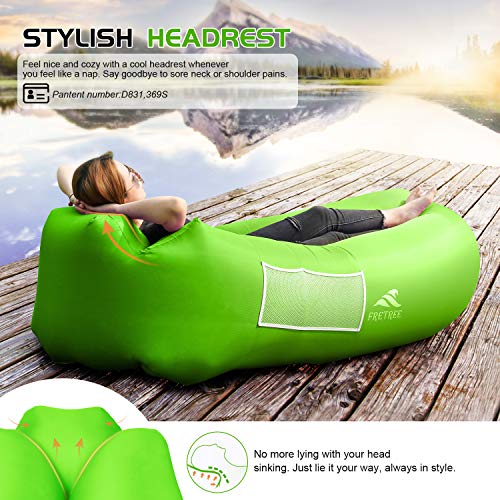 FRETREE Inflatable Lounger Air Sofa Hammock - Portable Anti-Air Leaking & Waterproof Pouch Couch and Beach Chair Camping Accessories for Parties, Travel, Camping, Picnics, Pool,Green - Thumbnail 2