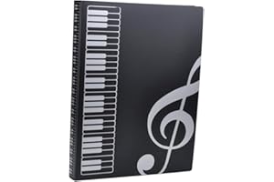 KINGPOINT Music File Folder A4 Size Sheet Music Folder Paper Documents Music Themed 40 Pockets Storage Folder