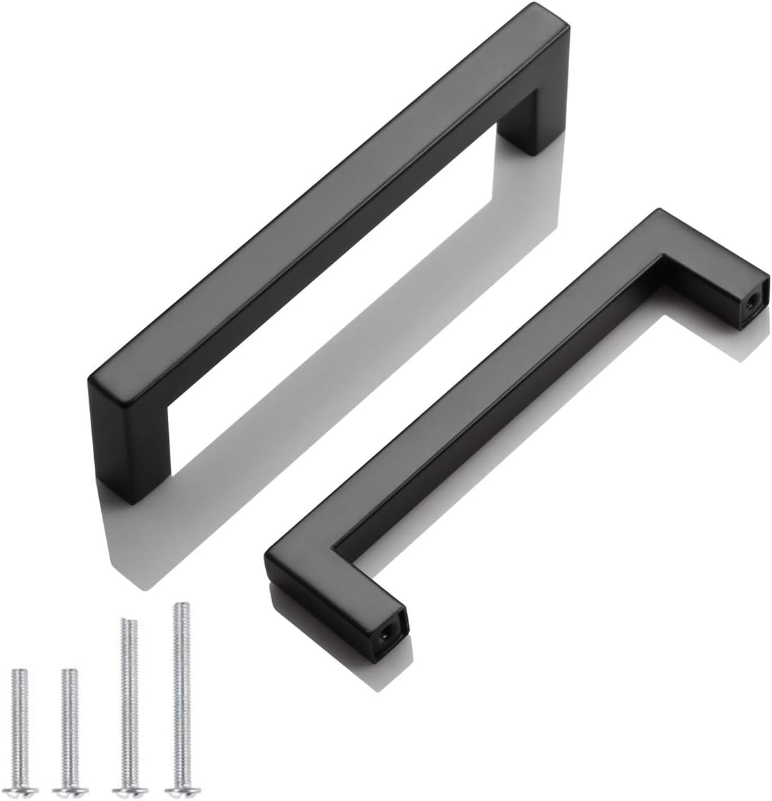 15 Pack Probrico Black Stainless Steel Square Corner Bar Cabinet Door Handles Drawer Pulls Knobs 1/2 in Width Hole Centers 5 inch 128mm