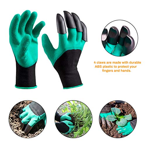 LINGSFIRE Gardening Tools Set Garden Tools Organizer Tote Bag 9 Piece Garden Supplies Tool Set Ergonomic Gardening Hand Tools Kit Garden Accessories Gift Set with Garden Digging Claw Gloves (9PCS)