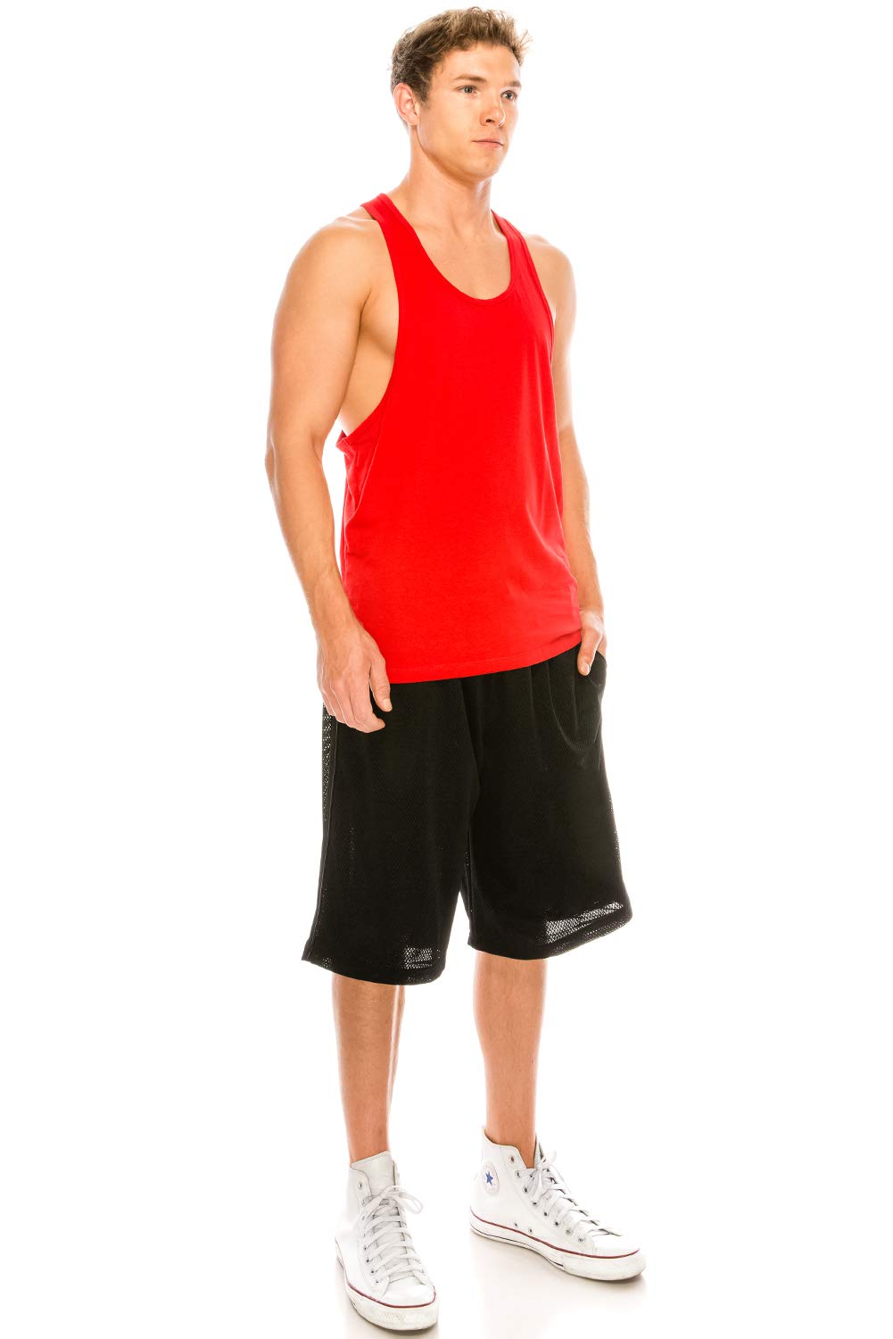 Unisex Workout Deep Cut Racer Back Muscle Red Tank