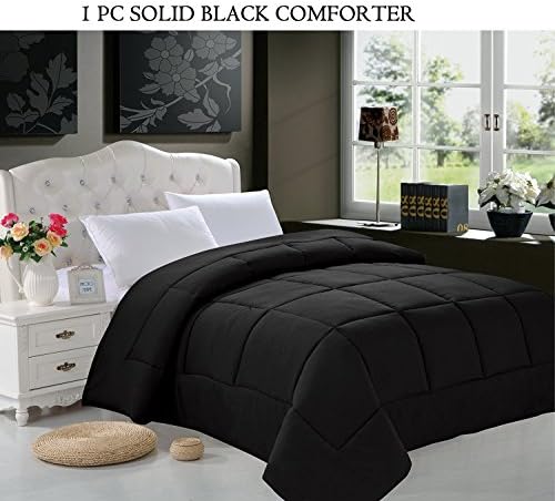 Elegance Linen Super Soft Goose Down 1pc Solid Alternative Comforter, King, Black