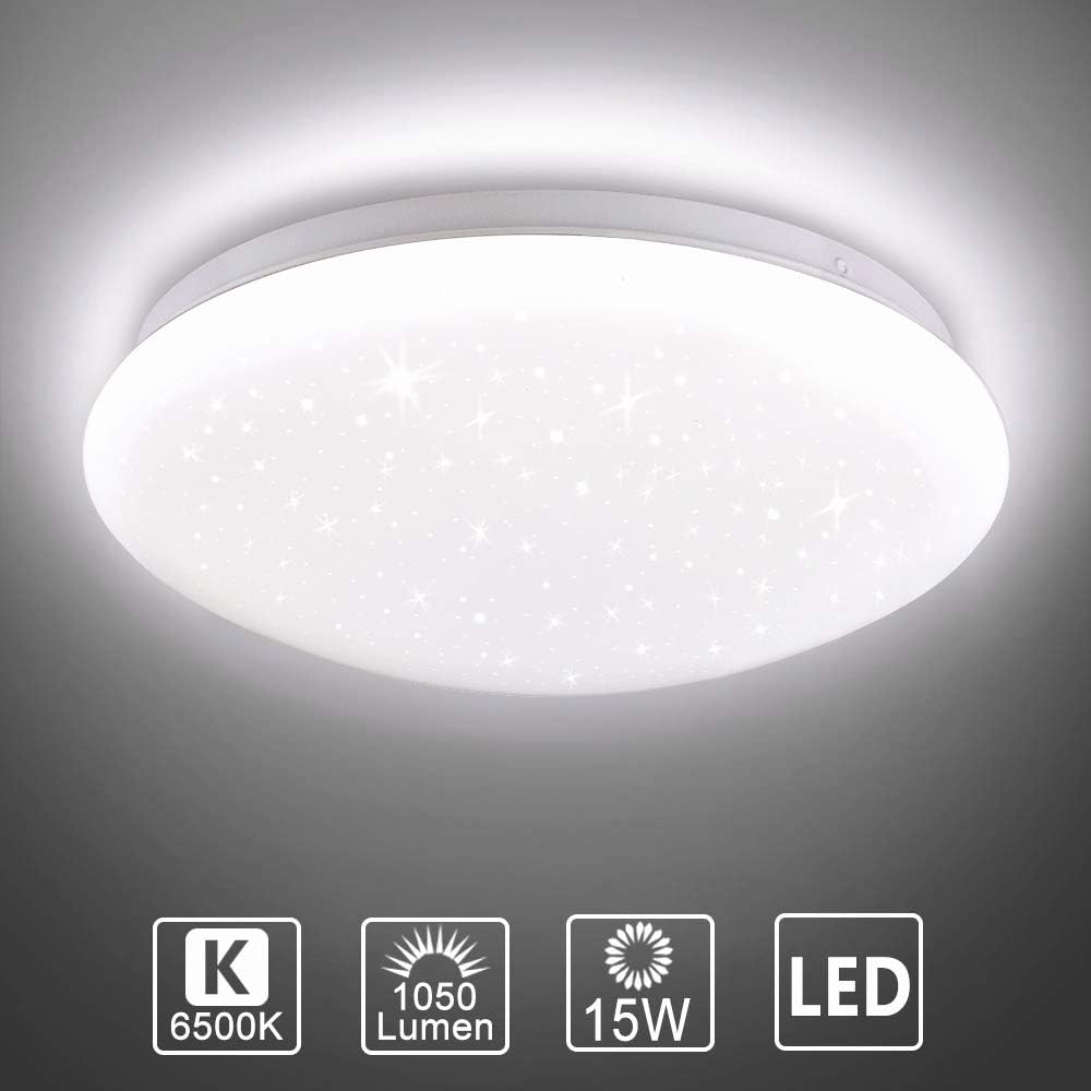 Modern LED 15W Ceiling Lights, 1200lm 6500K Cool White, Flush Mount