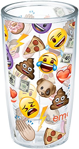 Tervis EMOJI All Over Collage Wrap 16oz Tumbler with No Lid, Clear