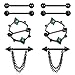 FECTAS Nipple Piercing Jewelry 14G Nipple Rings Stainless Steel Nipple Jewelry Straight Barbells Body Piercing Jewelry for Women Men Black