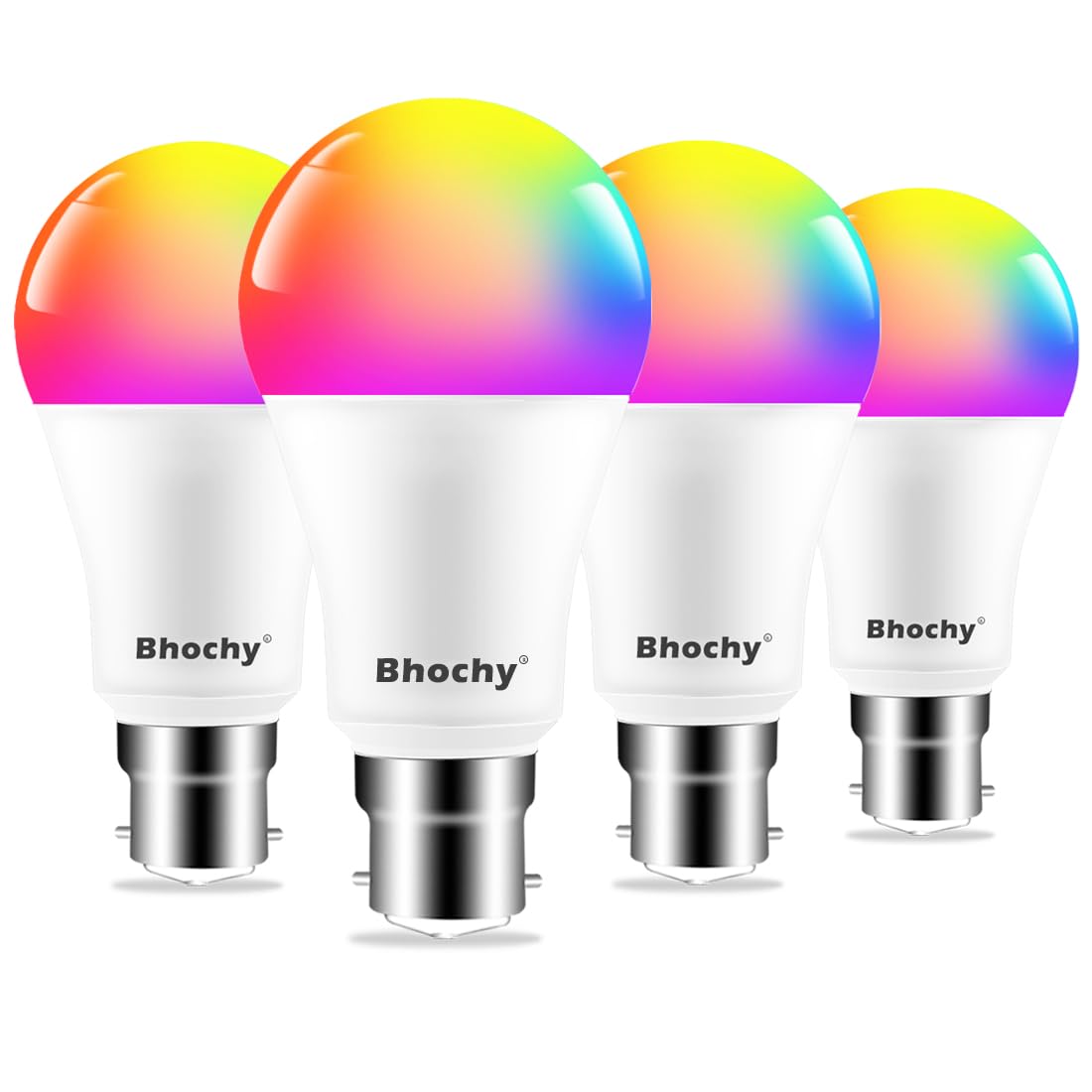 Bhochy Light Bulbs Work with Alexa B22, 120W Equivalent Smart LED Bulbs Colour Changing Bayonet, 2700-6000K Adjustable + 16 Million RGB Colours, 1200LM, APP & Voice Control, No Hub, No WiFi(4 Pack) — image 1