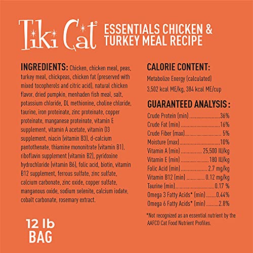 Tiki Cat Essentials High Protein, Complete and Balanced Dry Food for