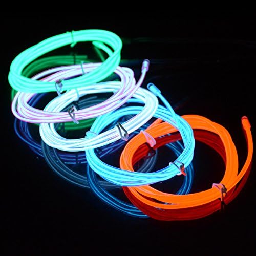 5-IN-1 Battery Operated EL Wire Light, kingleder Portable Neon Glowing Electroluminescent Wire Kits for Cosplay Dress Halloween Birthday Party