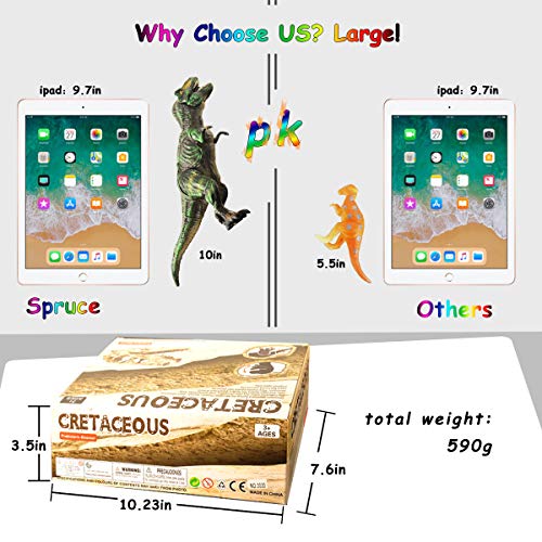 Adjustable Dinosaur Toys, 6 Pack 11" Large Plastic Dinosaur Figures, Non-toxic Tasteless Dinosaur With Movable Parts Function, Highly Detailed Realistic Dinosaur Set for Kids Educational Dinosaur Toys