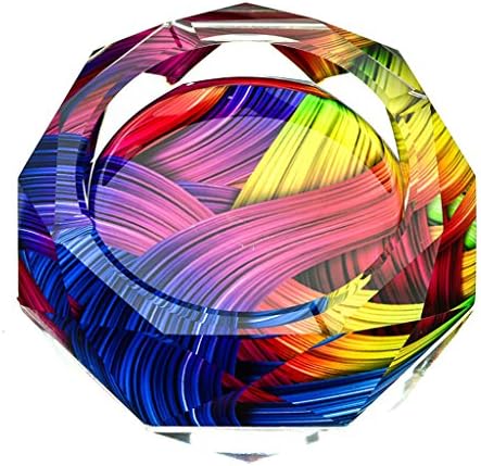 Ashtray fashion Living room trend ashtray Bar ashtray Crystal glass ashtray Creativity gift Continental Luxury atmosphere Luggage (Color : Purple, Size : Diameter 20 cm/8 inch)