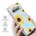 GUAGUA Galaxy S10 Plus Case Samsung S10 Plus Case Clear Transparent Sunflower Floral 3 in 1 Hybrid Hard PC Soft Rubber Cover Shockproof Protective Phone Case for Samsung Galaxy S10 Plus Yellow
