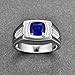 BONLAVIE Men's Siver Ring 925 Sterling Silver Ring Created Blue Sapphire Pave CZ W/AAA Princess Cut Wedding Band Size 6-13