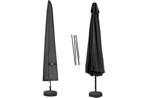 Porch Shield Patio Umbrella Cover - Outdoor Waterproof Garden Market Parasol Covers Fits Market Umbrella 7-10 Feet, Black