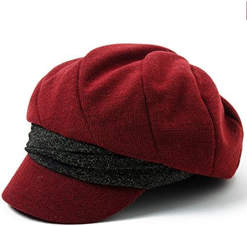 Korean version of winter cap/Celebrity slim woolen painters Cap/Octagonal hat/Ladies beret-E One Size