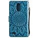 LG Stylo 3 Wallet Case, LG Stylus 3 Case,A-slim(TM) Sun Pattern Embossed PU Leather Magnetic Flip Cover Card Holders & Hand Strap Wallet Purse Case for LG Stylo 3 Plus LS777 - Blue
