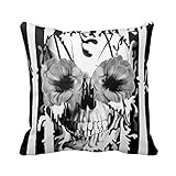 White and Black Stripes Skull Fashion Pillow Cover Romantic Soft Cotton Skull Throw Pillow Cover 16 X 16
