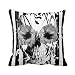 White and Black Stripes Skull Fashion Pillow Cover Romantic Soft Cotton Skull Throw Pillow Cover 16 X 16