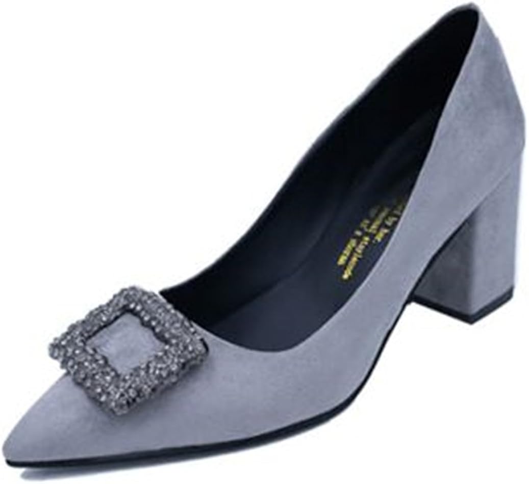COLOV Sweet Shallow Mouth Rhinestone Pointed Toe Metal Buckle Soft Ballet Flats Shoes