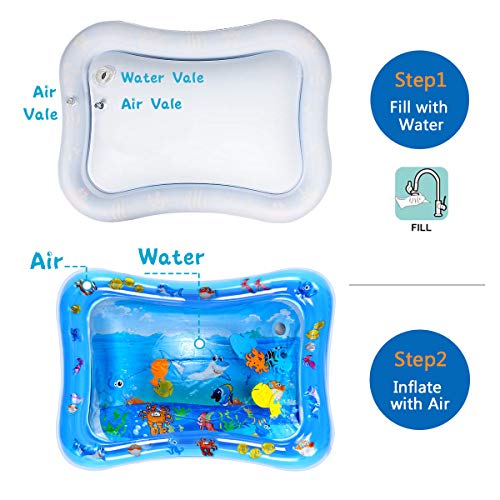  Water Play Mat, FYLINA Tummy Time Water Mat Inflatable Baby Play Mat for Infants, Leakproof BPA Free Sensory Toy Fun Activity Play Center for Baby's Stimulation Growth (26"x20")  - Thumbnail 4