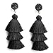 Me&Hz Black Tassel Earrings for Women Dangling Layered Fringe Long Tassel Dangle Earrings for Women Bohemian Boho Statement Vintage Big Black and Gold Earring Jewelry
