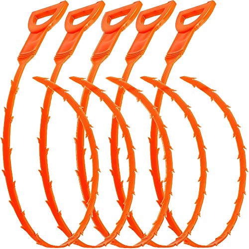 5 Pack 25 Inch Drain Snake,AUSAYE Drain Hair Cather Shower Drain Hair Trap Drain Cleaning Tool Drain Clog Remover