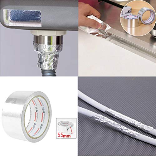 LiPing 50MM X 10M Household Heat-Resistant Waterproof Aluminum Foil Tape Repair Kitchen Cooker Plate Deflector Plate Insulation Sheet Cook Kitchen Tool (A) - Thumbnail 2