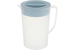 Beavorty Cold Water Jug Plastic Beverage Kettle 1.5L Nordic Blue with Lid V-Shaped Spout for Household