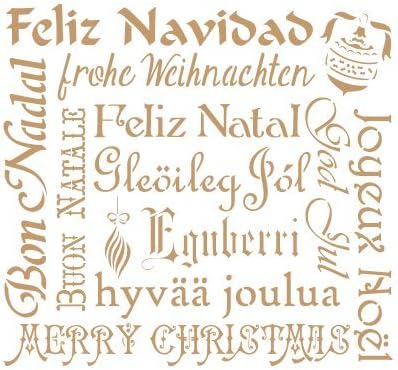 Stencil Deco Festivities 029 Merry Christmas. Stencil size: 25 x 25 cm (9,8x9,8 in) (Design size: 21,8 x 19,1 cm (8,6x7,5 in)