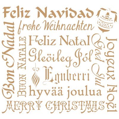 Stencil Deco Festivities 029 Merry Christmas. Stencil size: 25 x 25 cm (9,8x9,8 in) (Design size: 21,8 x 19,1 cm (8,6x7,5 in)