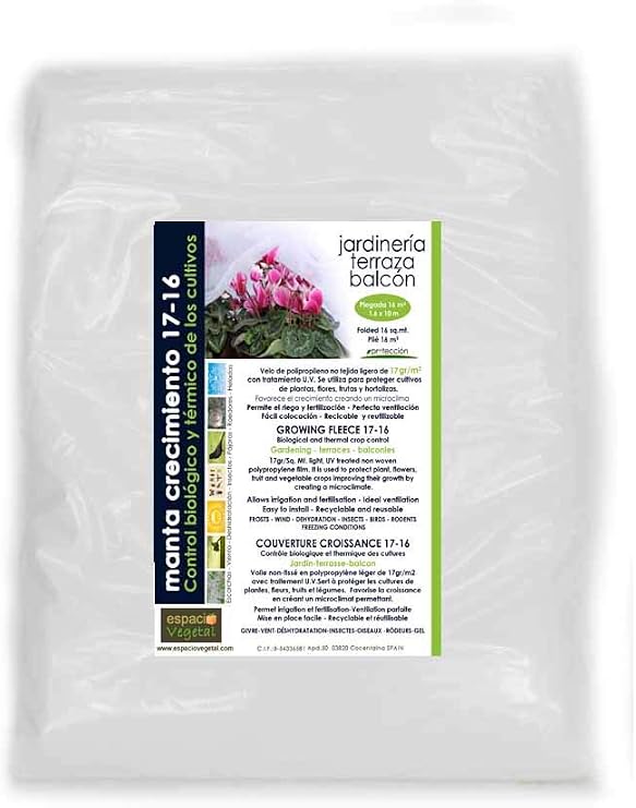MALLA ANTIHELADA 17gr. Plegada de 16m². Medidas 1, 6 x 10m ...