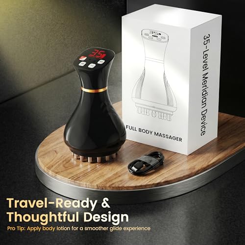 Lymphatic Drainage Massager,Cellulite Massage Tool.Equipped with Heat Function and 35 Adjustable Vibration Levels, Suitable for Neck, Back, Waist, Legs and Arms, Unisex