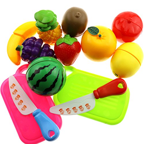 Inxens Fruit Cutting Toys Cutting Fruit Vegetables Pretend Play Food Set of 13 - Thumbnail 2