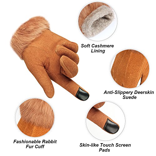 image for OZERO Touch Screen Gloves Ladies and Girls Fleece Thermal Gloves with 