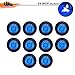 MADCATZ Meerkatt (Pack of 10) 3/4 Inch Miniature Round Blue LED Side Marker Indicator Light Clearance Lamp Compatible with ATV Truck Trailer Bus Pickup Waterproof 12V DC